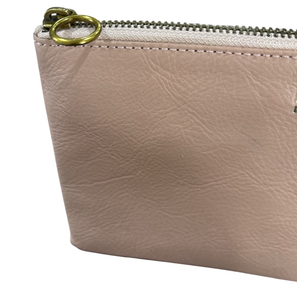 Madewell leather pouch clutch with card slots coin pouch zipper closure pink - Picture 3 of 7